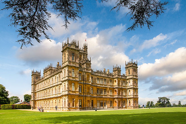 England, Hampshire. 28 April 2021. Highclere Castle, home to he Earl of Carnarvon and setting of the popular tv series "Downton Abbey".