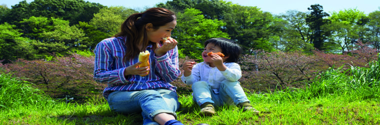 Woman and child in the countryside