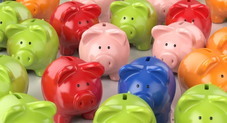Group of piggy banks