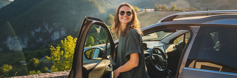 Woman motorist in the mountains