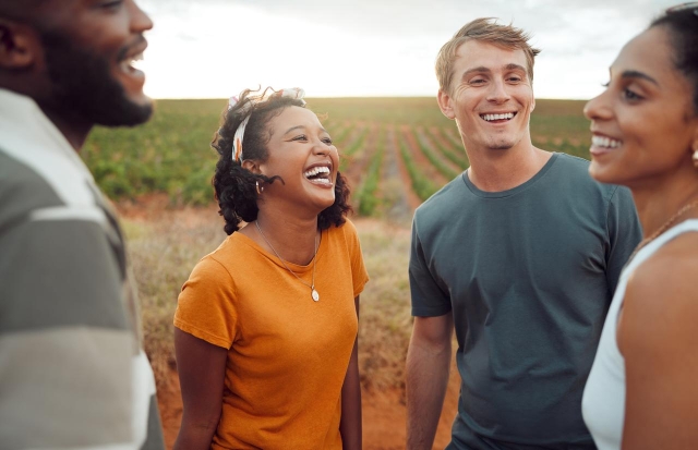 Friends road trip smiling