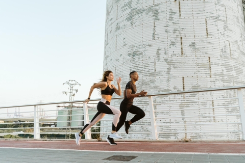 Runners in an industrial setting